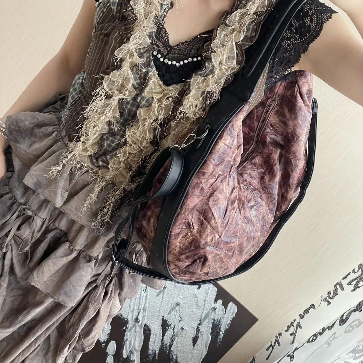 Half Moon Crumpled Dumpling Shoulder Bag Ruched Crossbody Bags for Women Designer Luxury Bags New Large Capacity Tote Bag