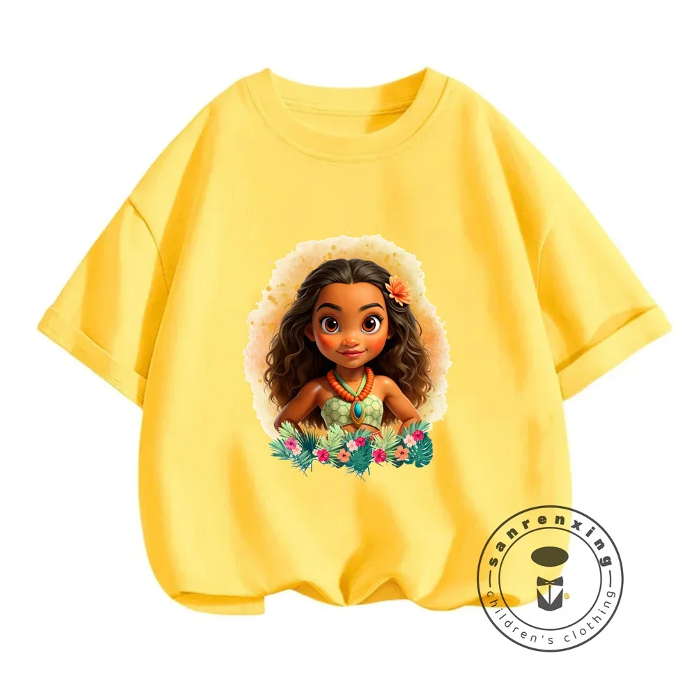 Summertime Fun for Kids Disney Moana Cartoon Prints on Boys Girls T-shirts Cute Streetwear Fashionable O-neck Soft for Children 5