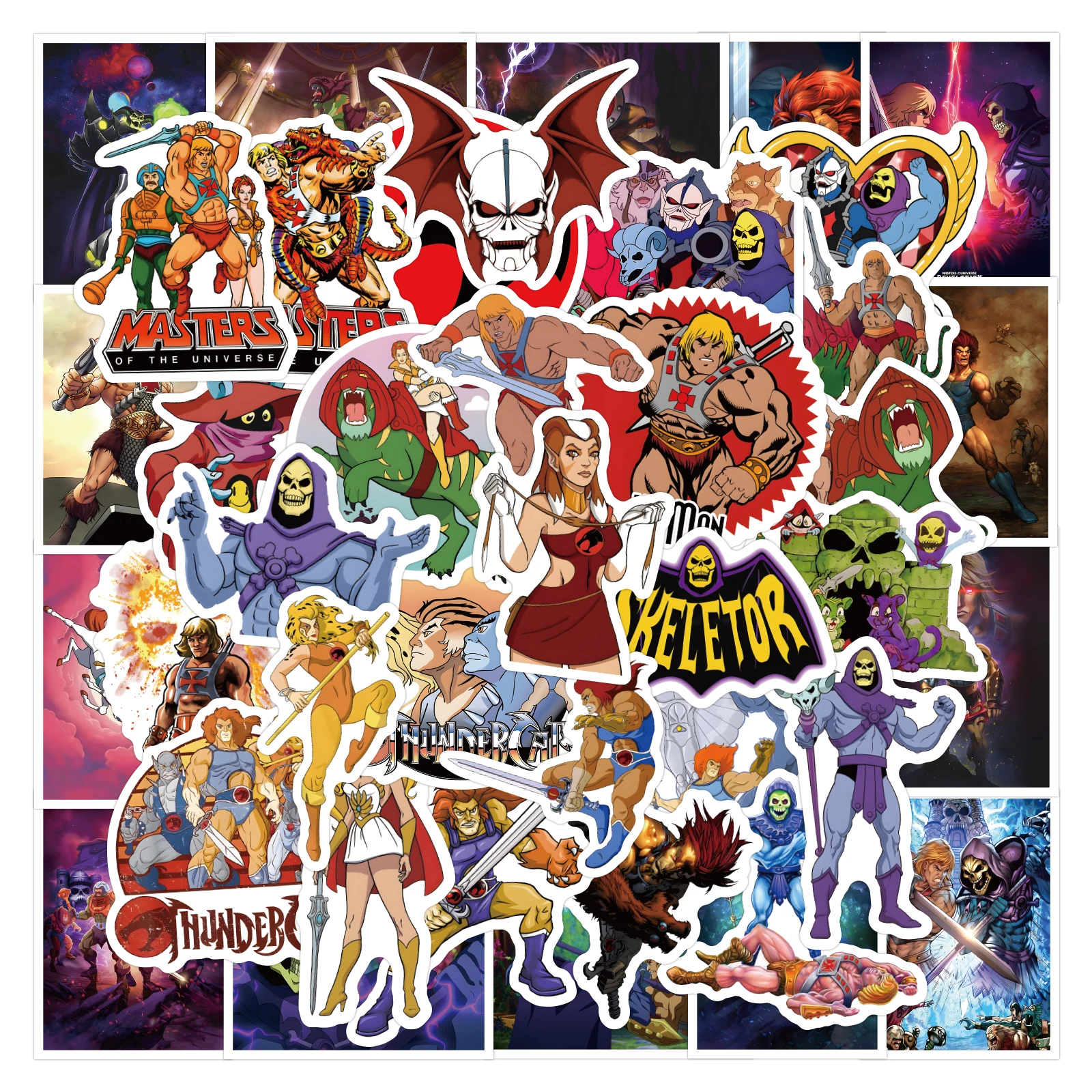 10/50pcs  Mixed Cartoon Thundercats stickers He-Man Graffiti Sticker for Laptop Motorcycle  Luagage Decal Guitar Stickers 10 30 50pcs cartoon space astronaut rocket graffiti stickers suitcases laptops mobile phones guitar water cup decorative sticker