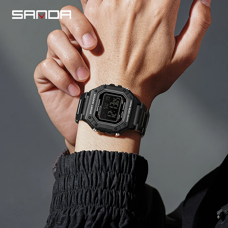 Digital Fashion Waterproof Watch with Date & Alarm