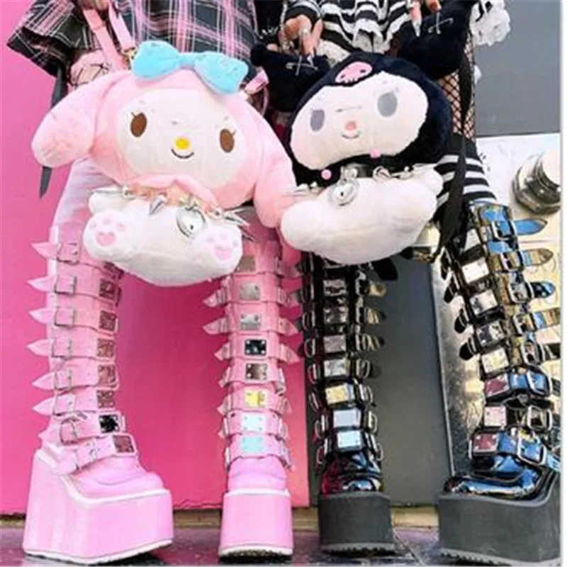 

Fashion Brand Ladies Motorcycle Boots Black Punk Style Wedge High Heel Shoes Autumn Winter Gothic Demonias Platforms Woman Boots