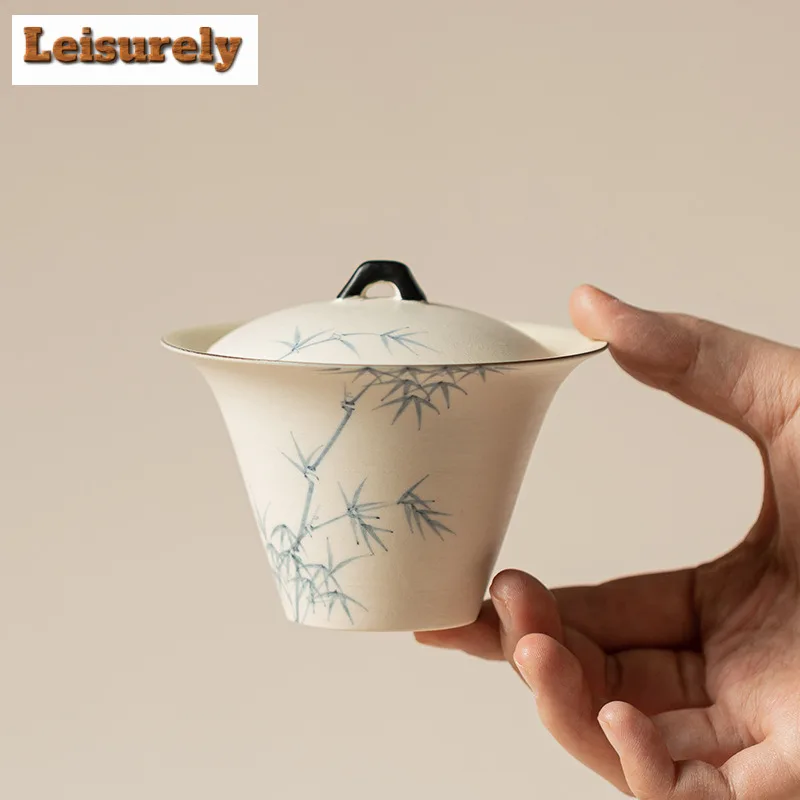 Powder Yin Hand-painted Bamboo Breeze Tea Set Complete Set Luxury Tea Ceremony Set Teapot And Tea Cup Set For Tea Gift Supplies