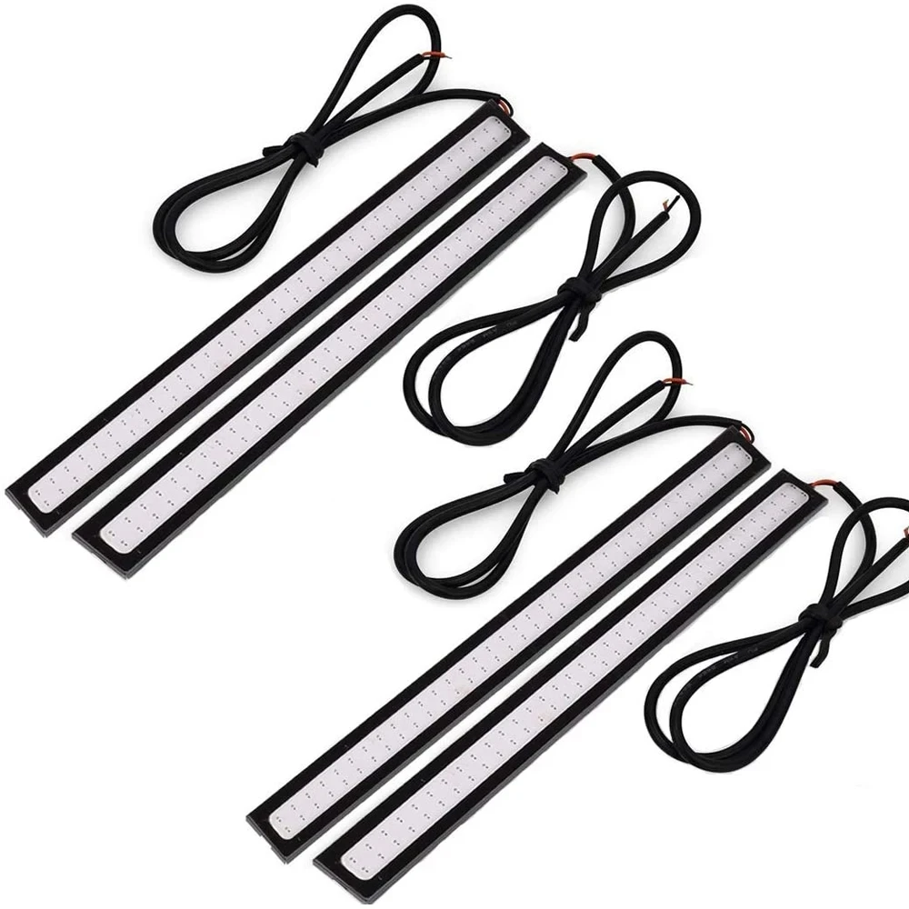2X 16mm 17mm Led Strip Fog Light 12v Cob Red Drl Car Blue Daytime Running Waterproof Automotive Ultra-narrow Side Bright