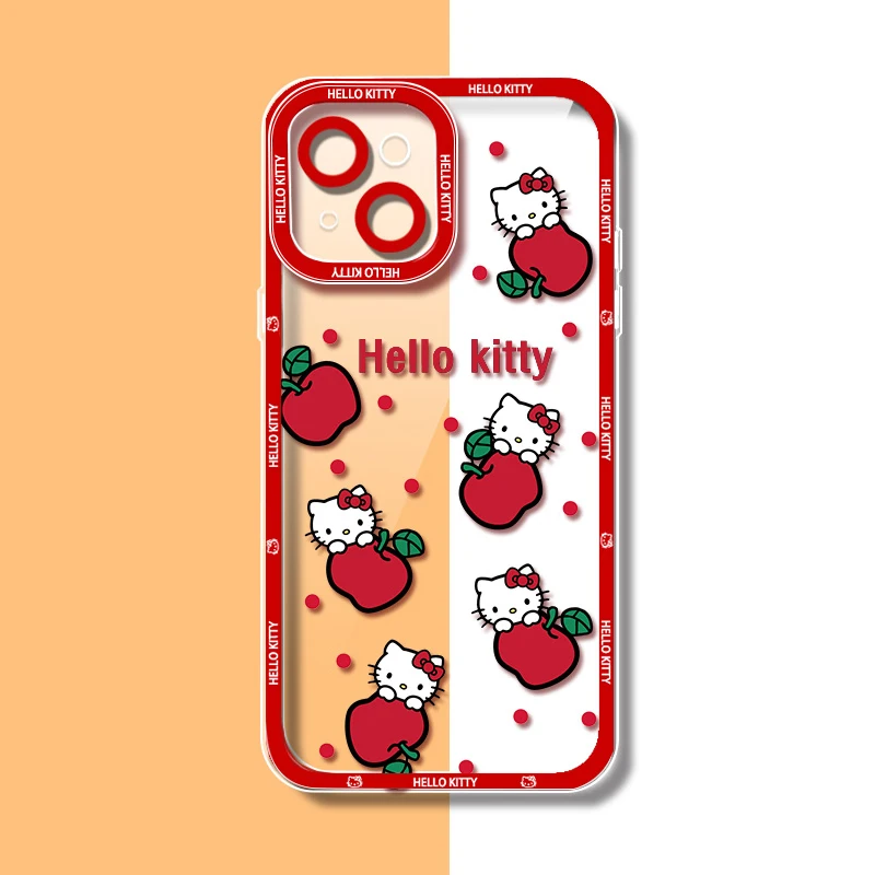 thumbnail image 1 of Sanrio-funda de silicona suave Hello Kitty para iPhone, 11, 12, 13, 14 Pro Max, Mini, XR, XS, X, 8, 7, 6, 6S Plus, SE 2020, cubierta de lente a prueba de golpes, 1 of 5