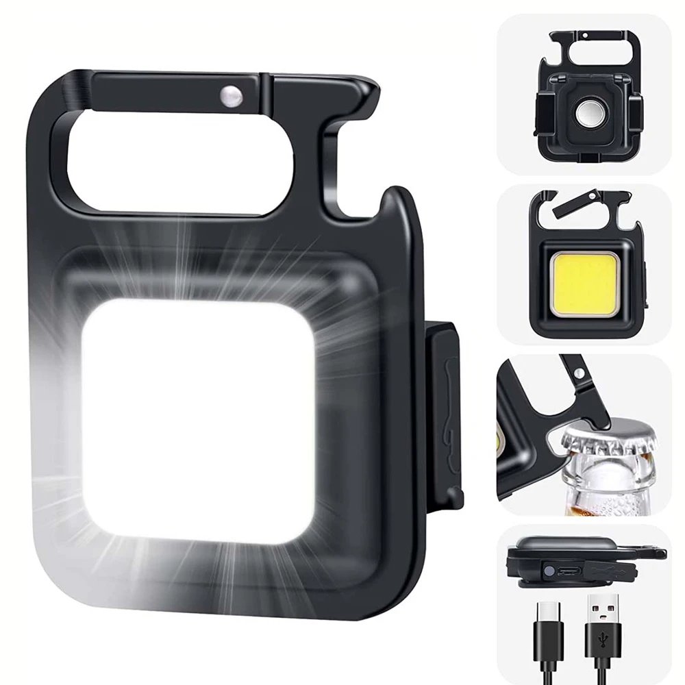 

New Mini LED Working Light Portable Pocket Flashlight USB Rechargeable Key Light Lantern Camping Outside Hiking COB Lantern