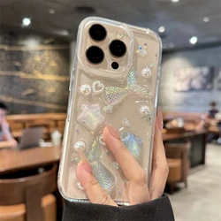 Glittering Ocean Mermaid Pearl & Starfish Clear Soft Phone Case Cover for iPhone 7 - 8 - SE2 (Fish Tail)