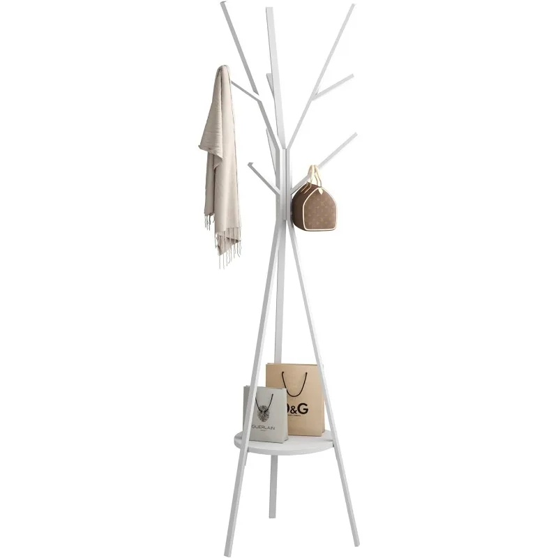Black Coat Rack Hat Rack, Free Standing Display Hall Tree Metal Coat Rack with 9 Hooks for Clothes, Hats and Scarves