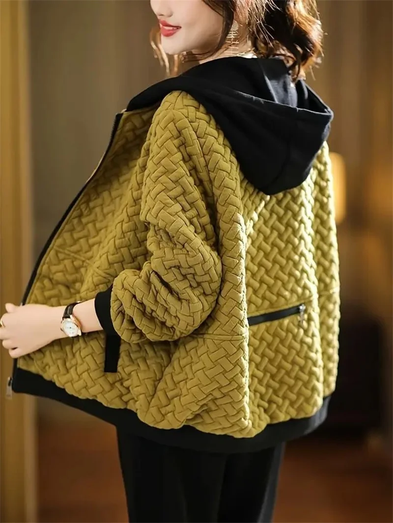 2026 Winter Jacket Thick Corduroy Short Women's Autumn New Velvet Loose Korean Hooded Of Cotton-Padded Clothes Female Shirring