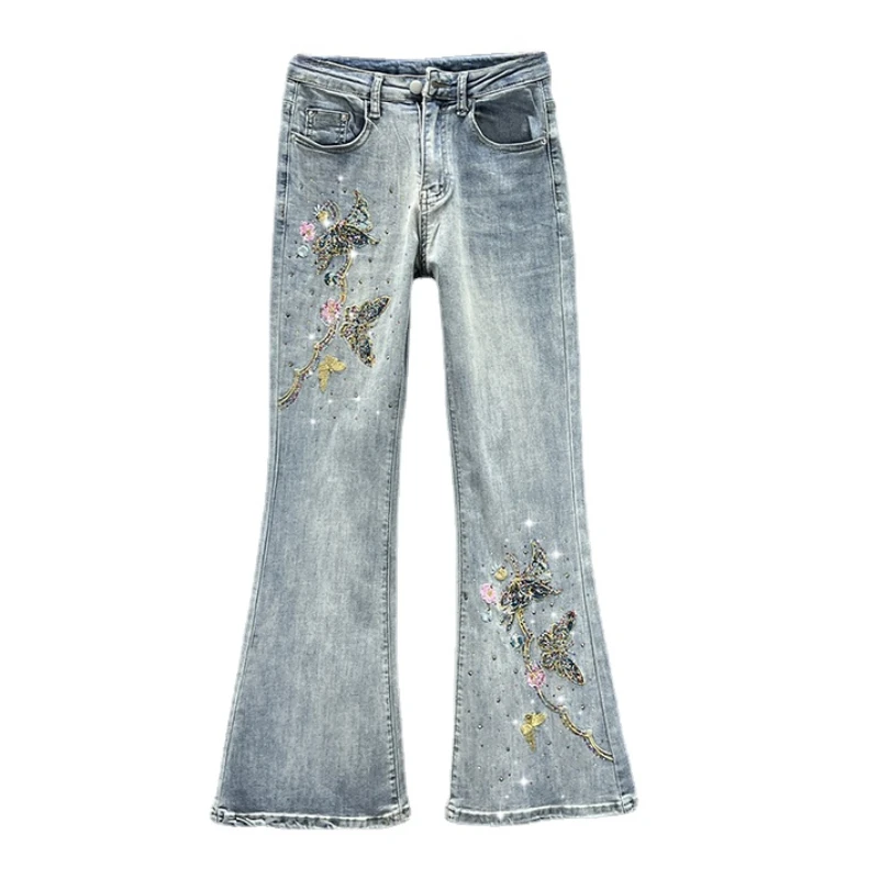 embroidered-denim-boot-cut-pants-women-2024-new-spring-summer-high-waist-slim-fit-slimming-national-style-rhinestone-pants-jeans