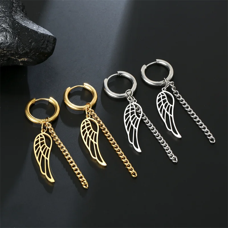 Punk Edelstahl Celtics Knoten Creolen trend ige Monds tern Ketten Tropfen Ohrring Wikinger Amulett Vintage Ohrschmuck Großhandel – Detail 30
