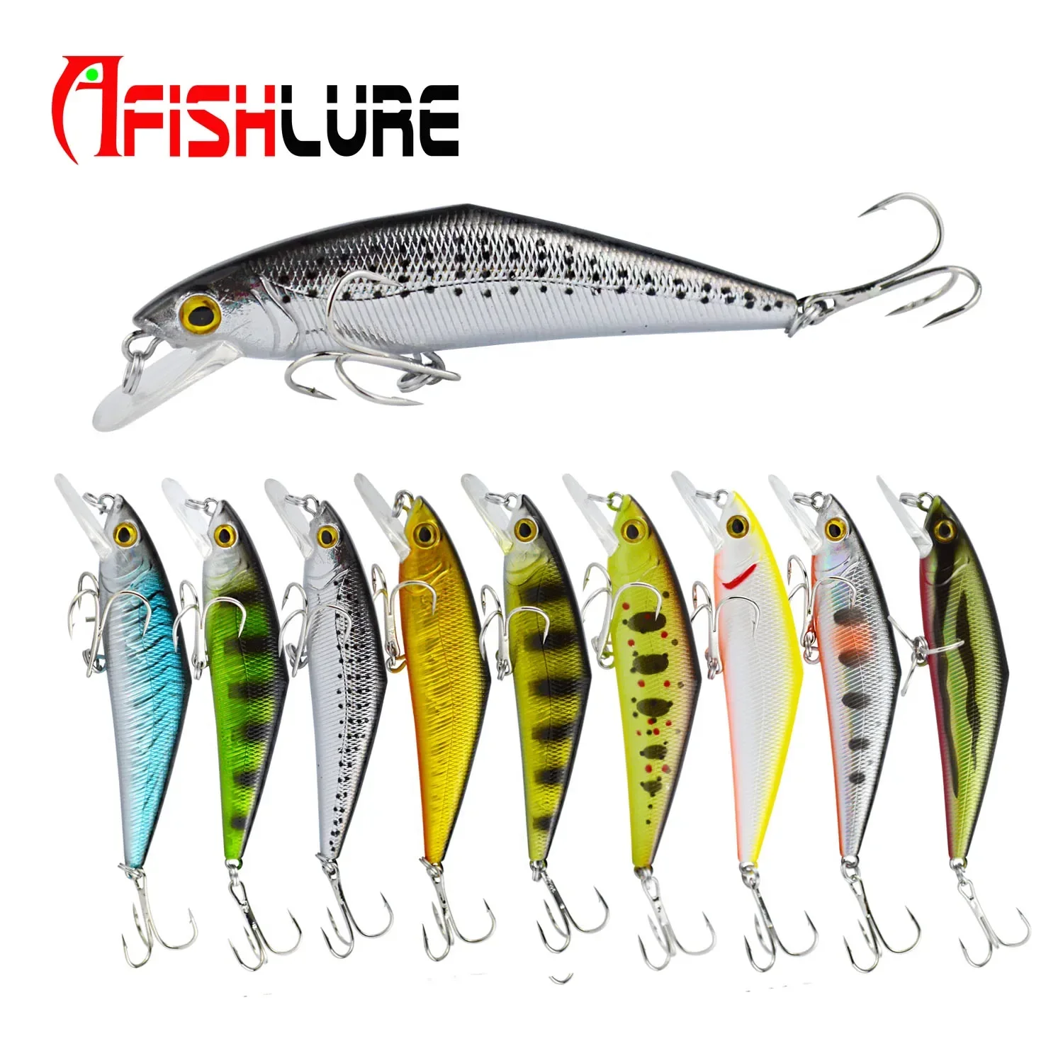 Afishlure Minnow 하드 미끼 85mm/15g 낚시 미끼 싱킹 Trebke 후크 Swimbait 하드 루어 D Contact Minnow Wobblers