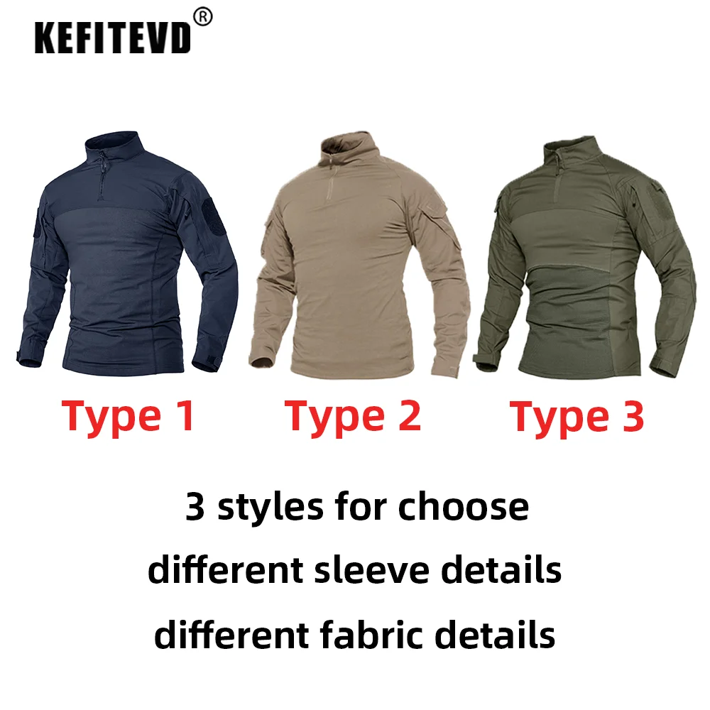 Men's Hunting 1/4 Zip Long Sleeve Combat Shirts Outdoor Climbing Hiking Camping Fishing Pullover Tops