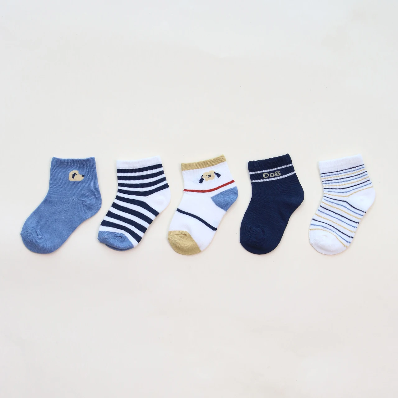 5 Pairs Summer Cotton Socks for Boy Girl Cute Cartoon Thin Breathable Baby Middle Tube Socks Fashion Stripe Kids Socks 0-3 Years 6