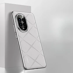 Luxury Electroplating Stripe Leather Shockproof Case for Nova 13 (White)