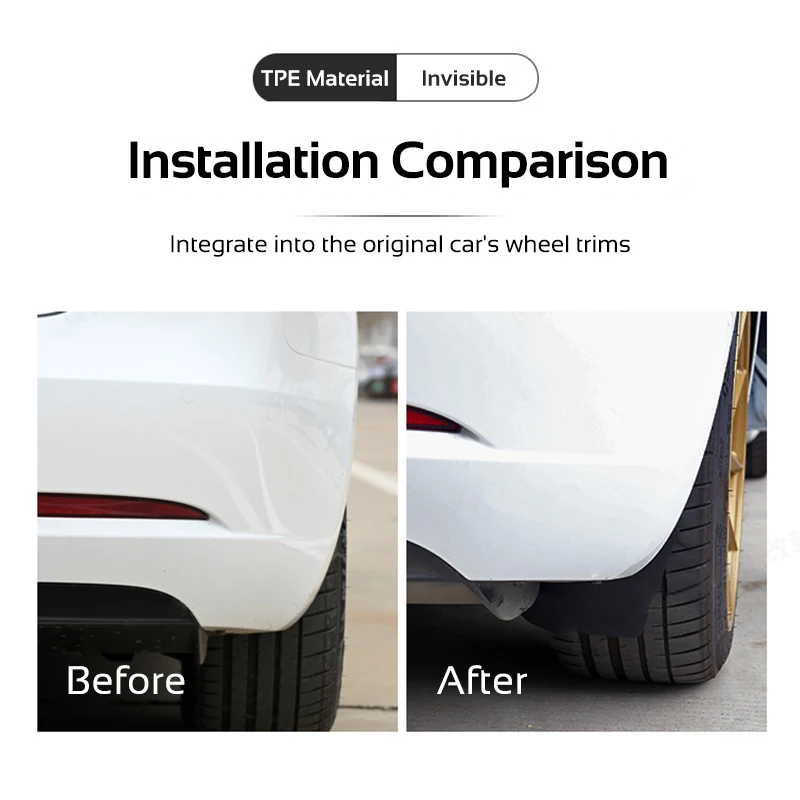 Car Mudguards Invisible Mud Flaps Tesla Model Y Hidden Wheel Mudguards Soft TPE Mudflaps Front Rear Fender Car Accessories