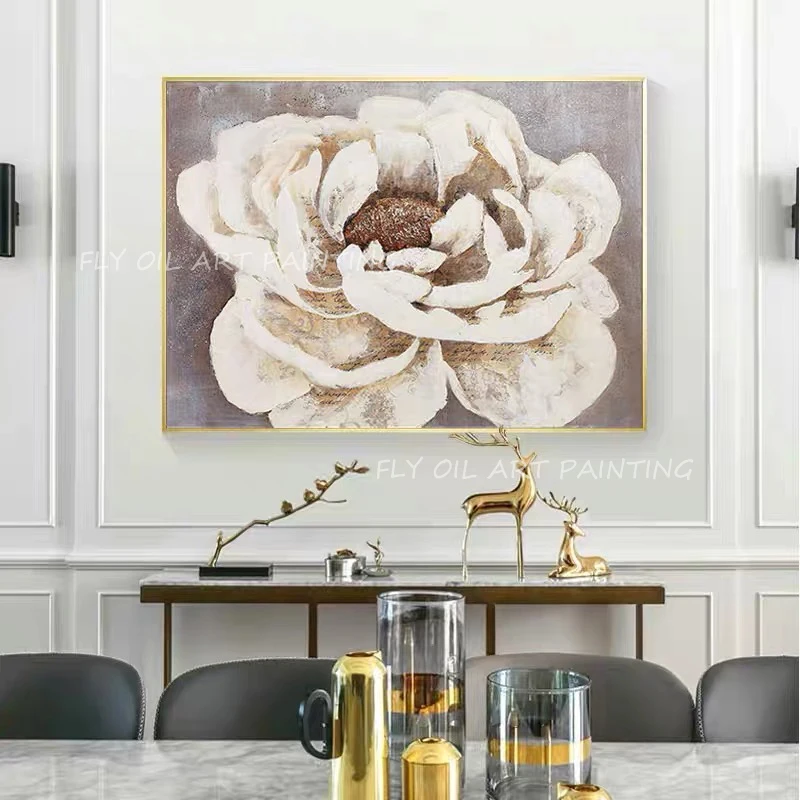 

Картина маслом на холсте с белыми цветами, Настенная картина с абстрактными пейзажами, в скандинавском стиле, для гостиной, домашний декор без рамки