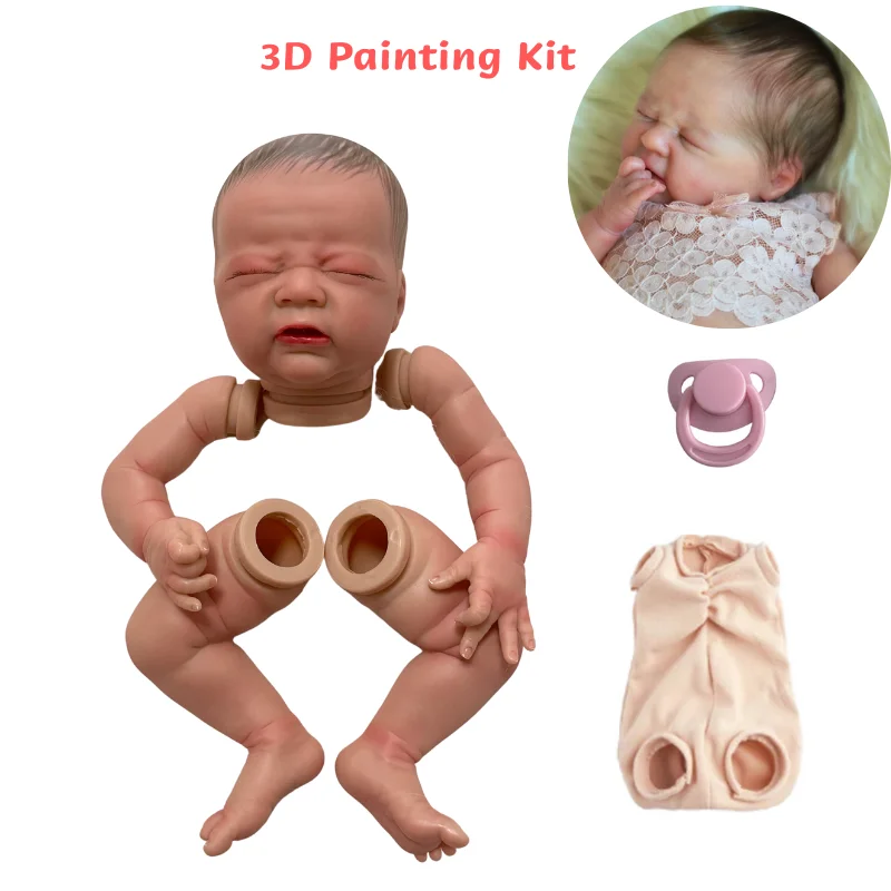 

19 Inches Newborn 3D Painting Kit Reborn Baby Doll Mold With Hair And Eyelash Add Magnet More Realistic Easy DIY Toy