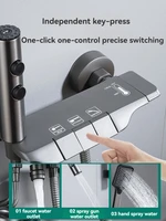 shower Faucet Sets Key Piano Button Bathroom Sets Gun Grey Thermostatic Shower System with Handheld and Body Jet Massage 2