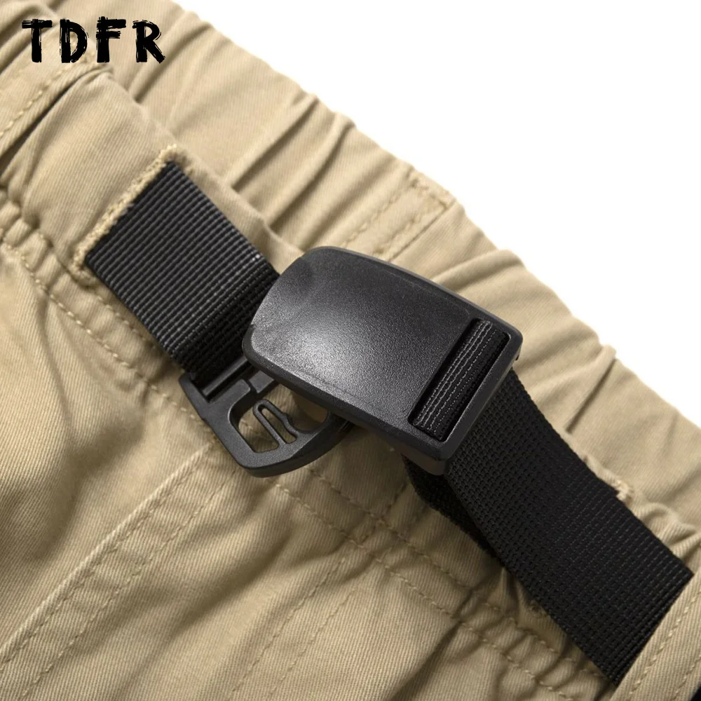 Solid Color Cargo Pants Mens Casual Camping Safari Style Adjustable Belt Loose Wide Leg Trousers Men