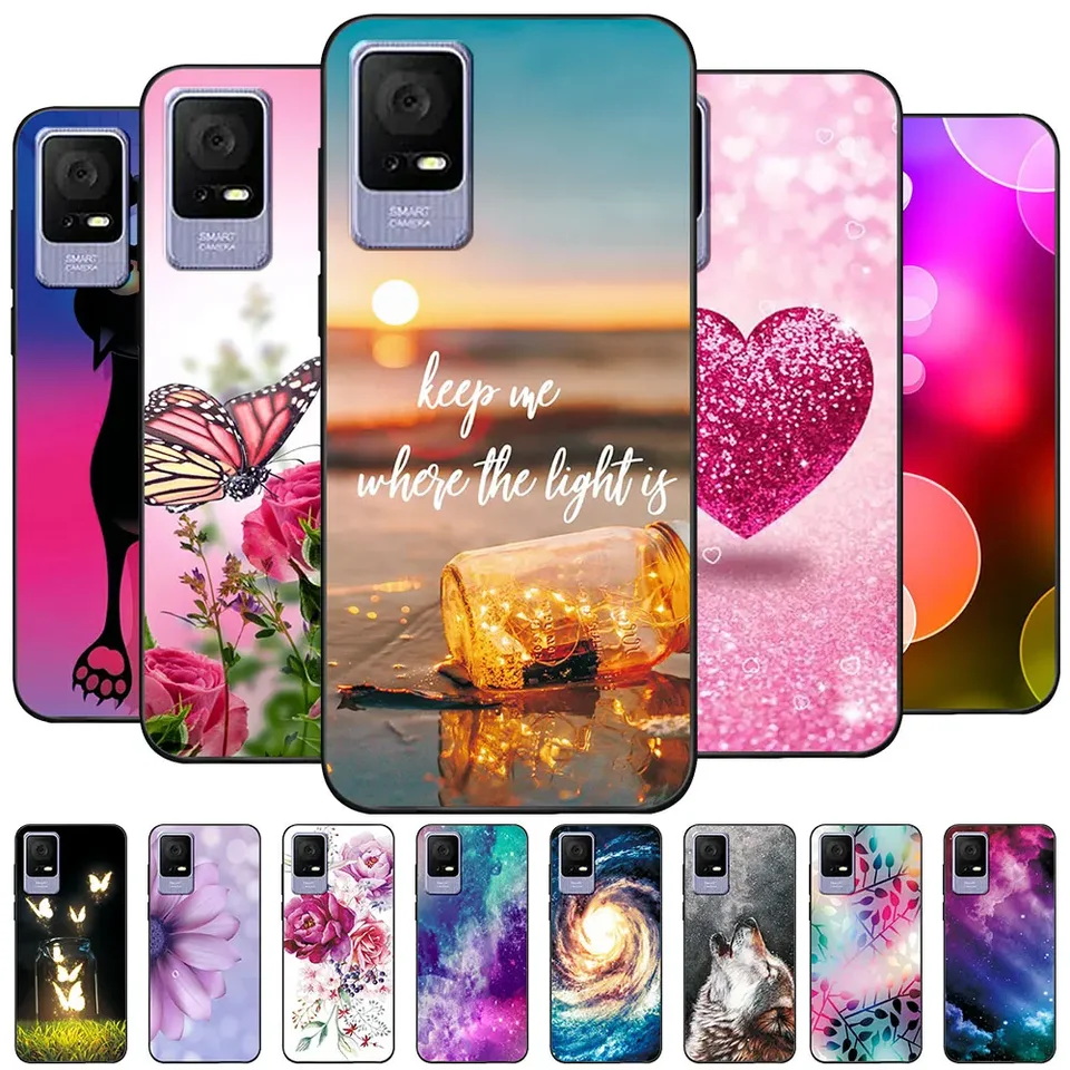 Custodia Compatibile con TCL 405 T506D / TCL 406 T506K / TCL 408 T507D T507U T507A /TCL 406S / T506G Cover Protezione Gel Silicone TPU Morbida Matte Slim Case (Lilla