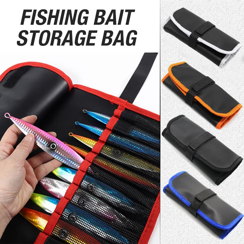

12 Slots Fishing Lure Bag Organizer Bait Storage Bag Waterproof Wear-resistant Adjustable Jig Pocket Fishing Gear Accessories
