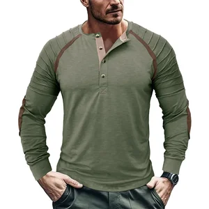 2024 Spring and Autumn Outdoor Men's Long Sleeve Henry Shirt Sports Base T-shirt Top