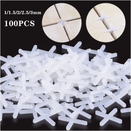 Tile Leveling Spacer Locator Cross Tool 100PCS 1/1.5/2/2.5/3mm Tile Leveler Wall Floor Tiles Leveling System Construction Tools