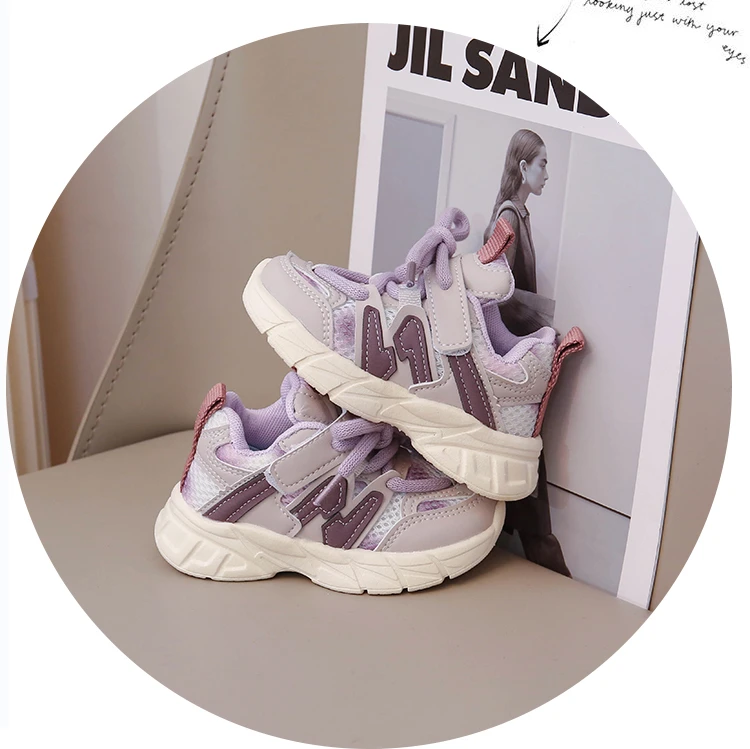 Baskets pour enfants en maille marron respirantes et légères pour garçons et filles, chaussures de tennis tendance antidérapantes et souples pour enfants et bébés_voghion.com