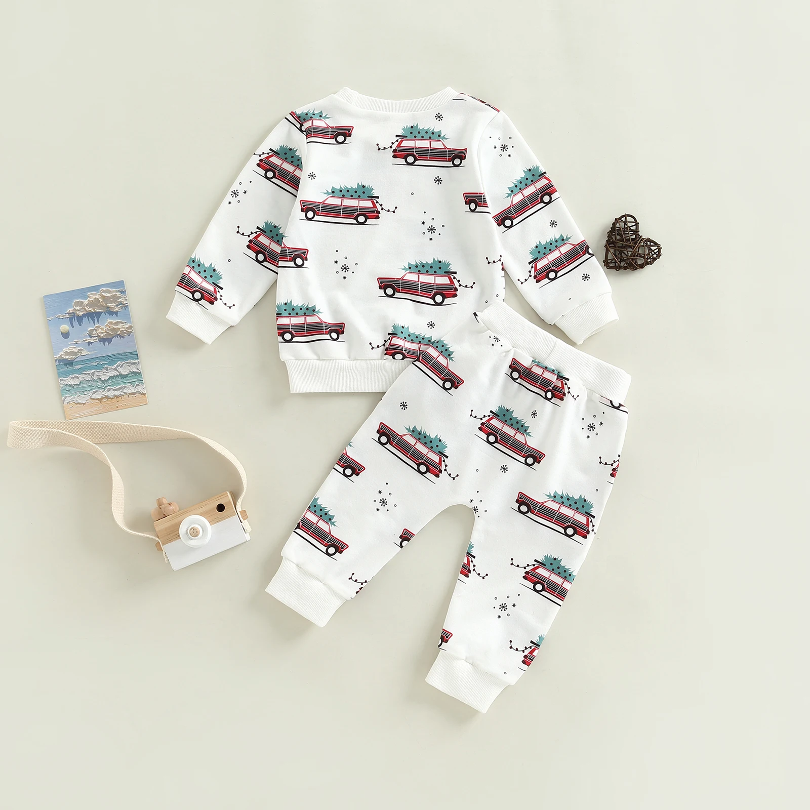 -09-06 Lioraitiin 0-3Years Toddler Baby Girl Boy 2Pcs Christmas Autumn Clothes Long Sleeve Car Printed Top Long Pants