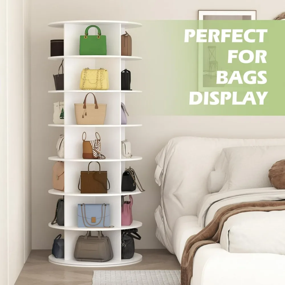 7Tier Rotating Shoe Rack Tower,Free Standing 360°Revolving Shoe Organizer and Storage Hold Over 56Pairs of Shoes,Room Decor Shoe 6