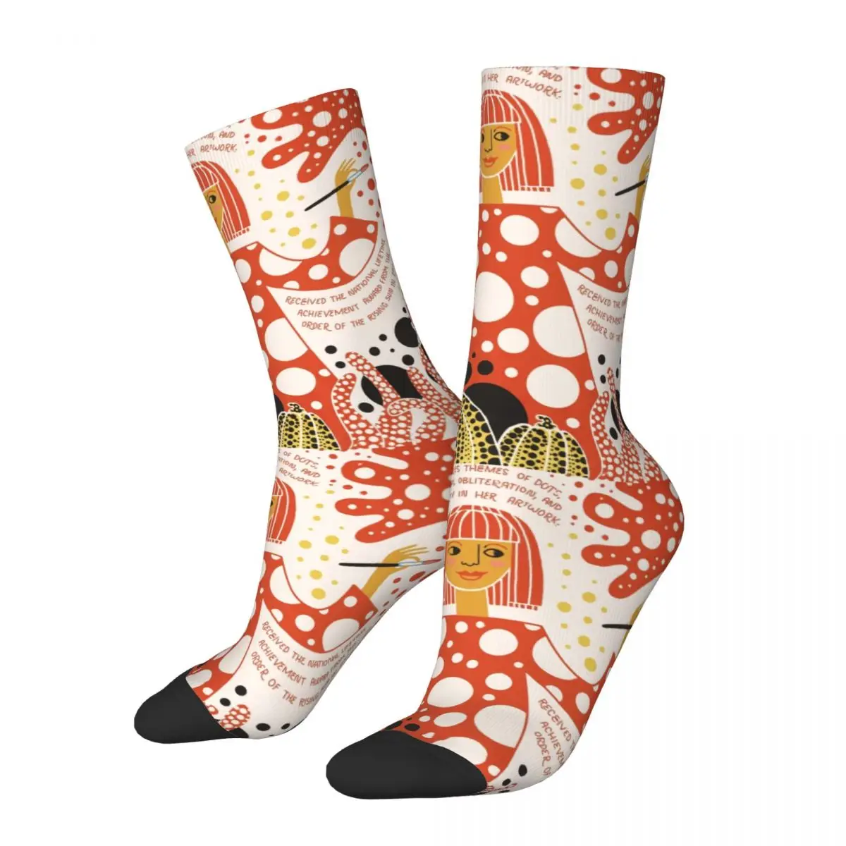 

Happy Funny Male Men Socks Crazy Yayoi Kusama Polka Sock Pumpkin's Girl Graphic Women Socks Spring Summer Autumn Winter