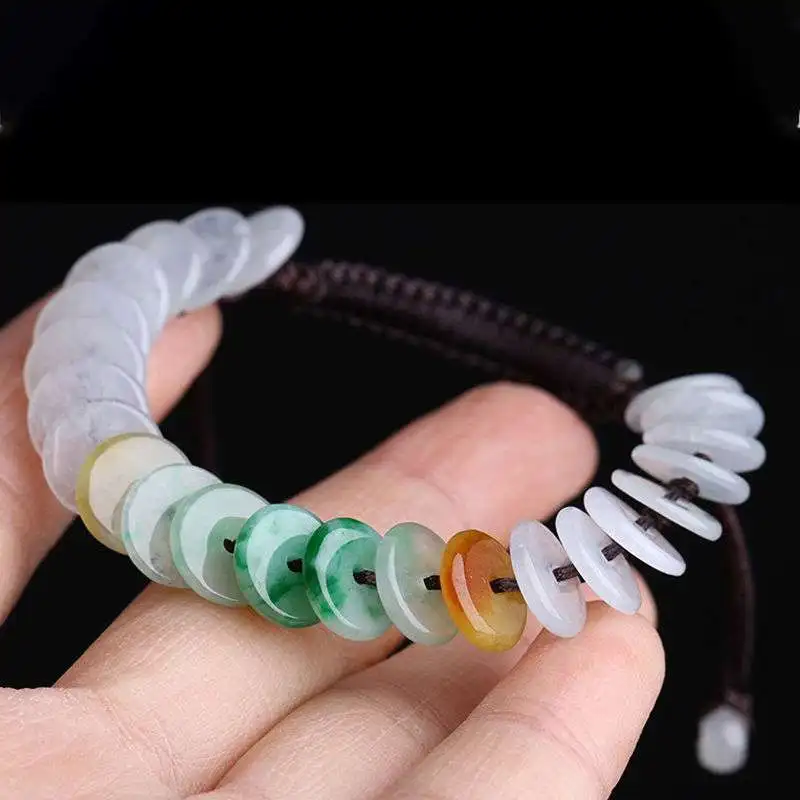 

Natural Jadeite Hand Knitting Bead Bracelet Three Colours Emerald Jade Exquisite Bangle Fine HandRing Jewelry Accessories Chain
