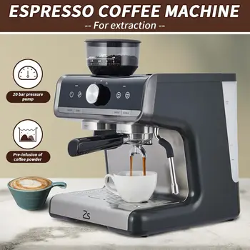 20-Bar Espresso Machine with Grinder & Milk Frother – 1450W Professional Cappuccino Maker 1