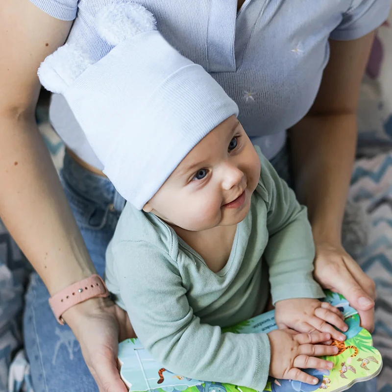 Noworodek czapka typu Beanie uroczy pompon Hairball z dzianiny ciepłe kapelusze niemowlę chłopięce czapki miękkie czapki szpitalne jednolity kolor