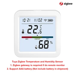 Enhanced Smart Temperature & Humidity Sensor with Backlit LCD Display, Tuya ZigBee Hub Required (ZIgbee)