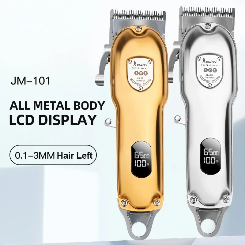 

RESUXI JM-101 Professional Cordless Hair Clipper All Metal Hair Trimmer for Men Barber Beard Electric Hair Cutting Machine Tools