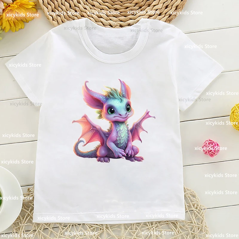 

New Boys t-shirts Five Color Flying Dragon Graphic Print Kids tshirts Fashion Girls t shirt Summer Boys Girls Universal Clothing