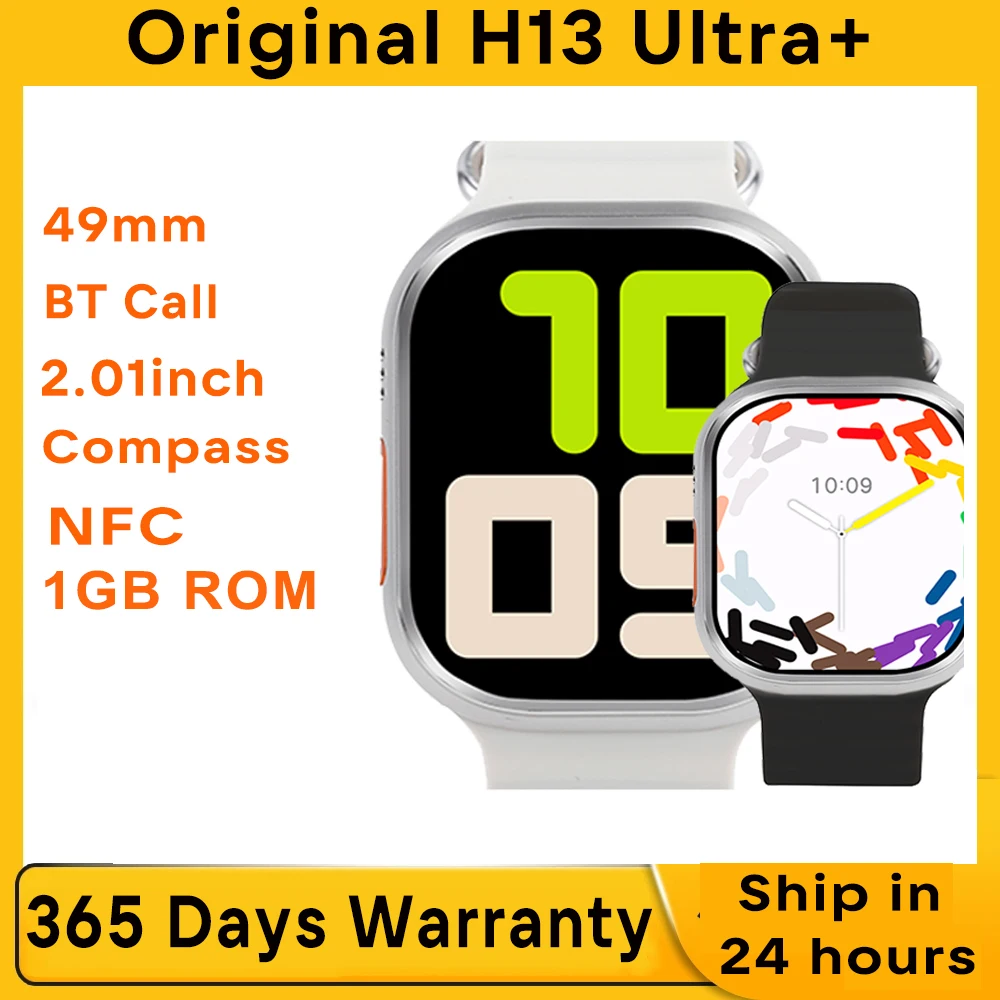2024 스마트 워치 H13 울트라 + 남녀공용, 49mm 블루투스 통화, NFC 나침반 스마트워치, 100 + 스포츠 모드 시계