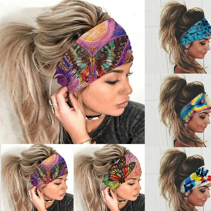 BohemiaWideBohoHeadbandHeadwrapButterflyStretchHairBands