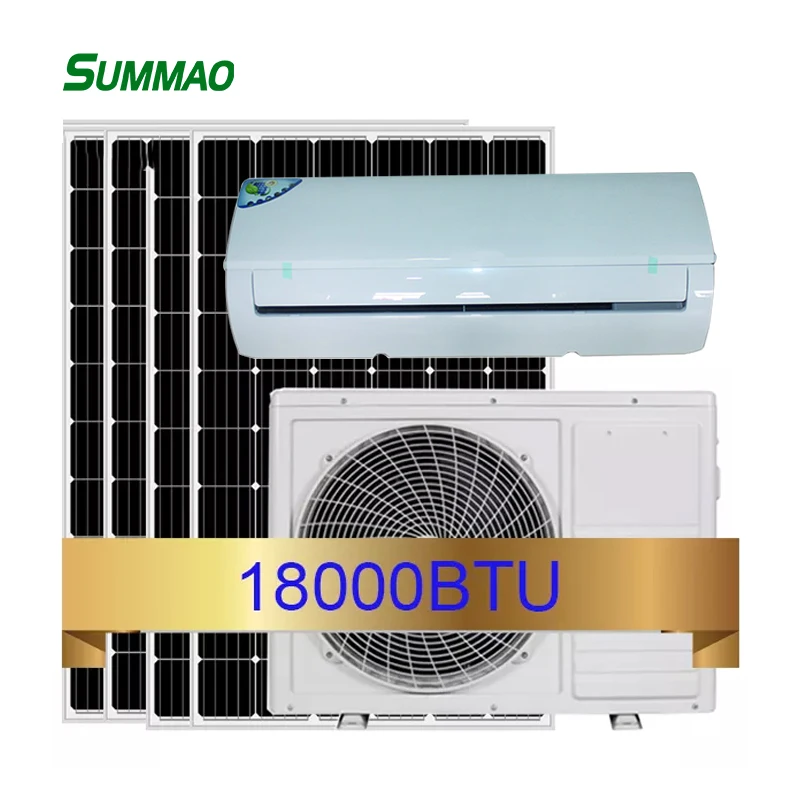 Solar Air Conditioner System 9000 12000 18000 24000BTU AC Cooling and Heating Hybrid Mini Split Air Conditioning for Home