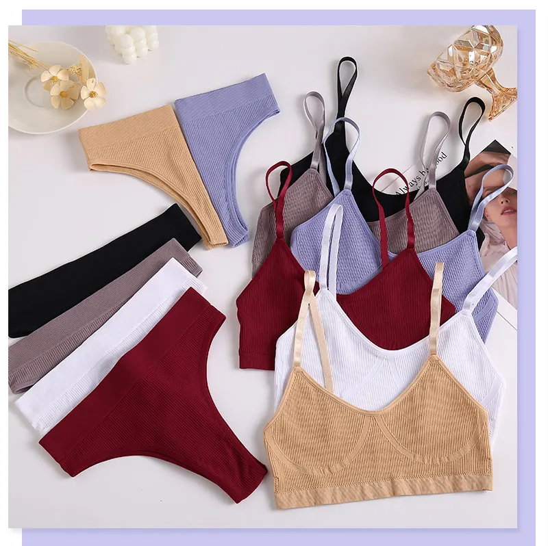 Women Bra Set Seamless 3D Dot Suits Female Wireless Tanks Suit Sexy Low Waist Ladies Tops Panties Comfortable Girls Lingerie New sexy bra panty set