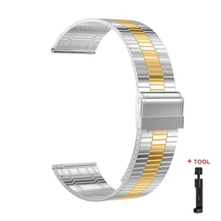 Premium Stainless Steel Quick Release Watch Strap - Universal Fit 20mm/22mm Metal Bracelet - 22mm (Silver Gold)