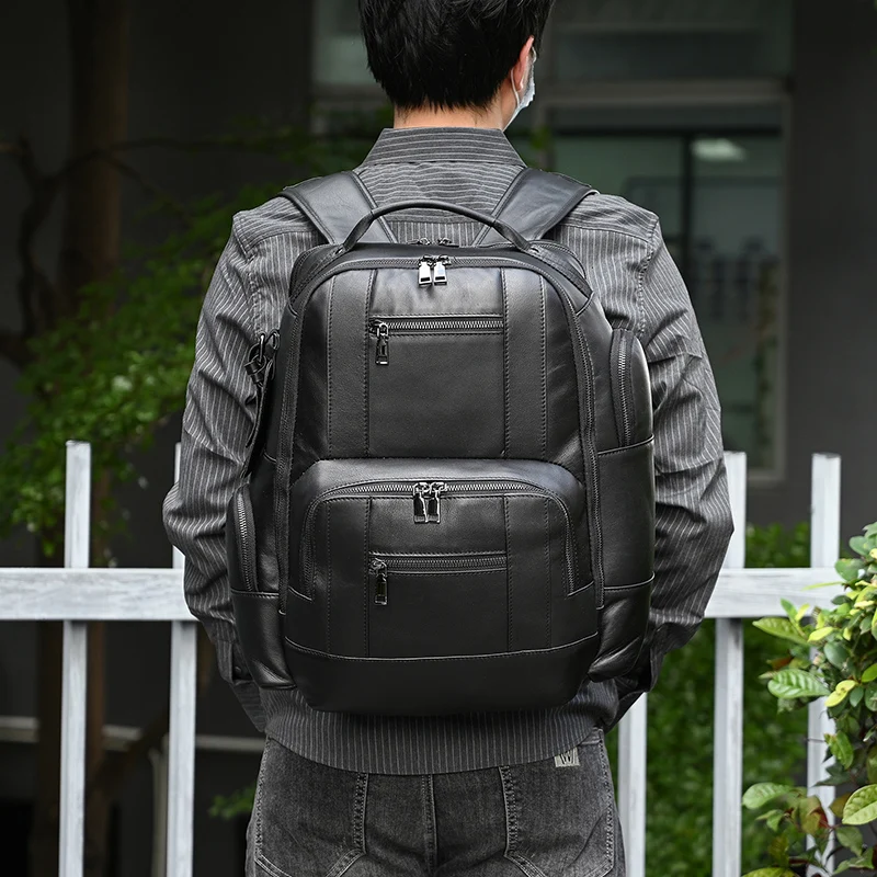 Leather College Backpack For Men