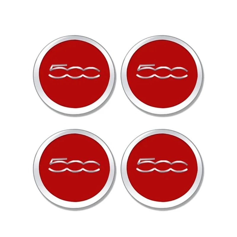 4 Autocollants Cache-moyeux Pour Abarth 500 500L 500X Bravo - Diamètre 50mm, Logo Abarth, Noir Et Rouge - 10