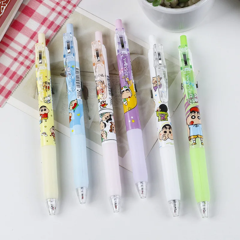Pen☆chan 6 Pens/box Crayon Shin-Chan Black Gel Pen 0.5Mm Lack Ink Signature