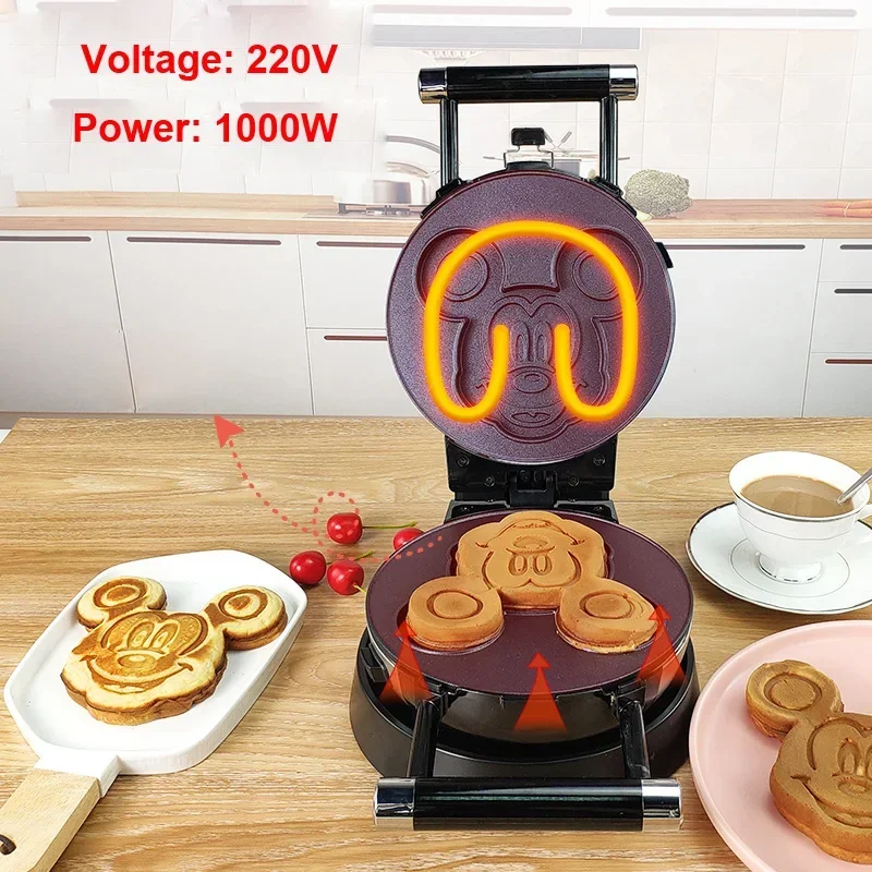 220V Automatic Sandwich Breakfast Machine Cartoon Bakeware Waffle Maker Non-stick Coating Timing Bread Machine Cake Maker 2