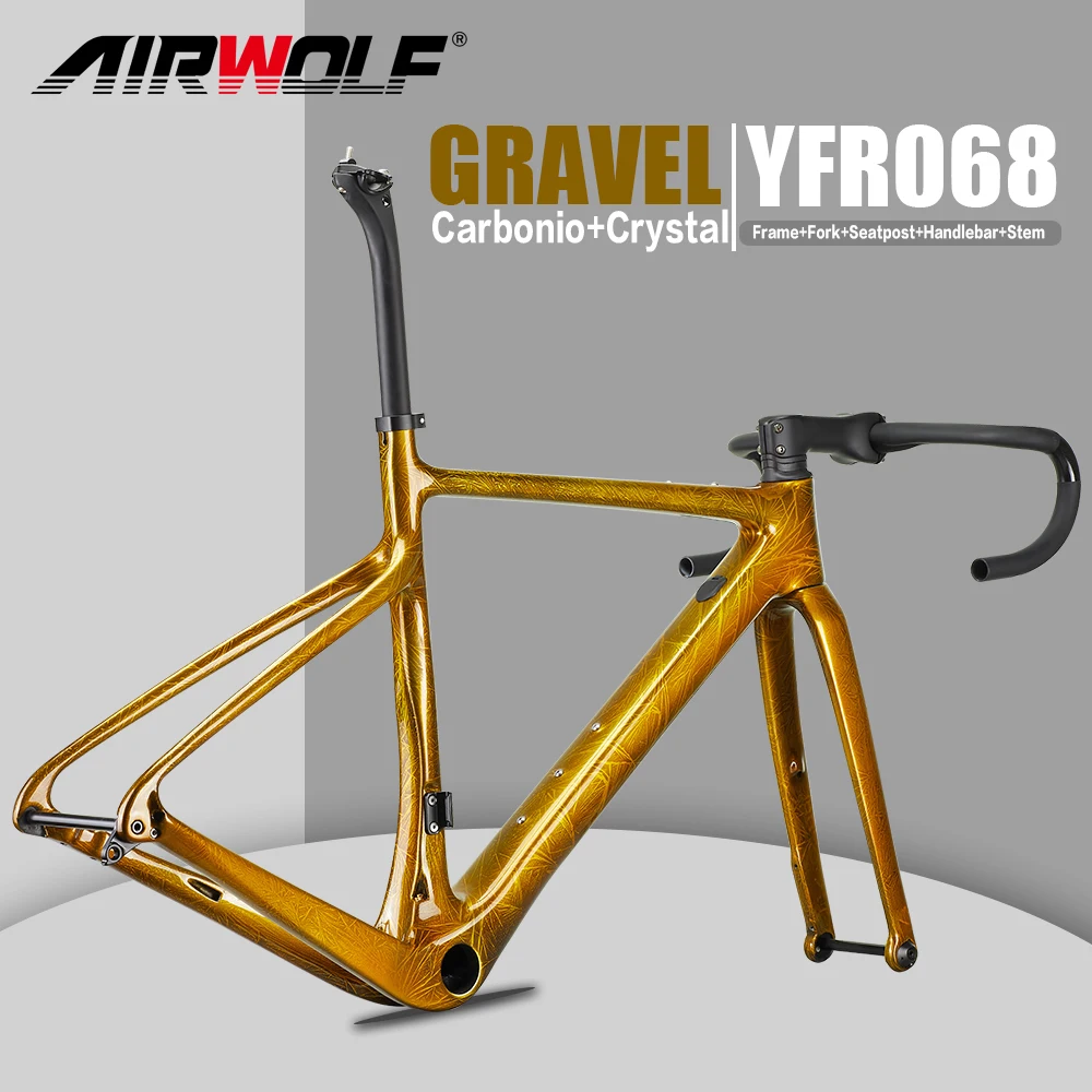 AIRWOLF 탄소 자갈 자전거 프레임 700*40C 완전히 숨겨진 케이블 탄소 프레임 자갈 디스크 브레이크 도로 자전거 프레임 셋 A5 그림