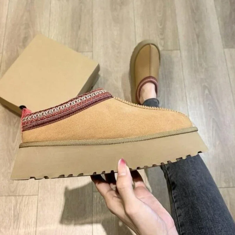 Women Shoes Suede Flats Platform Warm Causal Slippers Autumn Winter Snow Boots Fur Round Toe Slingback Mujer Zapatillas women snow boots