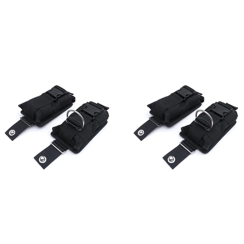 

New 4Pcs Spare Black 1680D Nylon Scuba Diving Weight Belt Pockets With Quick Release Buckle -22.5X15x5cm