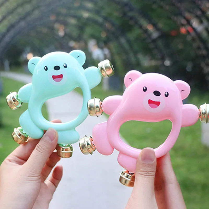 

1Pcs Toys Baby Rattles Newborn Baby Rattles Teether Toy Teeth Biting Babies Toddler Bed Bell Silicone Handbell Jingle Cartoon